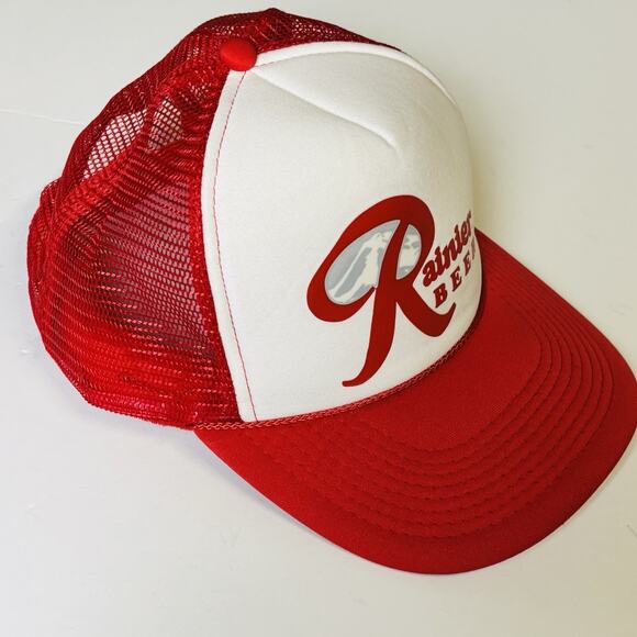 Vintage Rainier Beer Trucker Hat. SnapBack. Red. Excellent Condition. - Picture 4 of 13